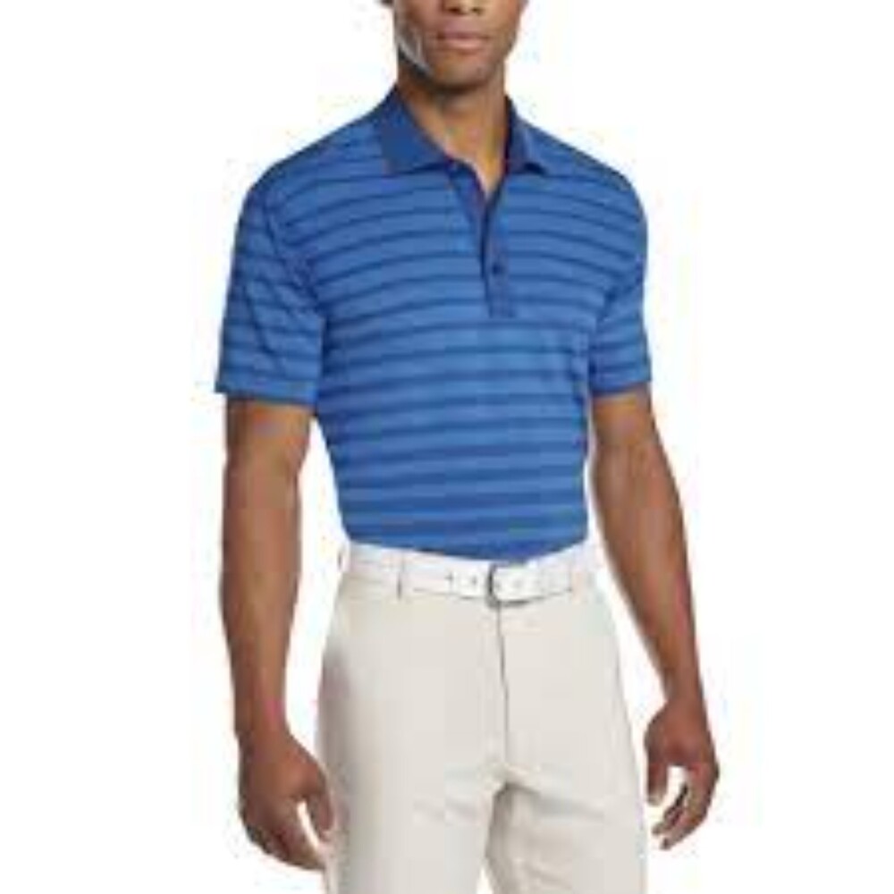 G/FORE Men's Horizon Stripe Polo Shirt, Aegean, Size L, CUSTOM EMBROIDERY